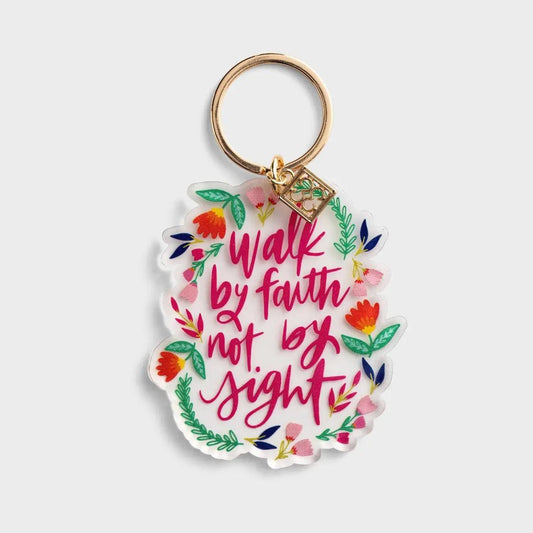 Llavero en acrílico "Walk By Faith Not By Sight"