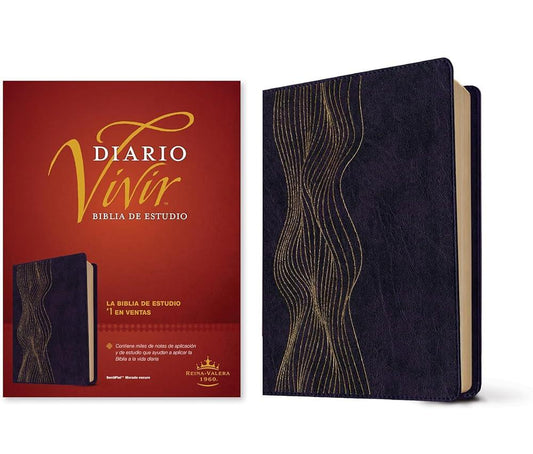 Biblia de estudio del diario vivir RVR60 (SentiPiel, Morado oscuro, Letra Roja) (Spanish Edition) cover image