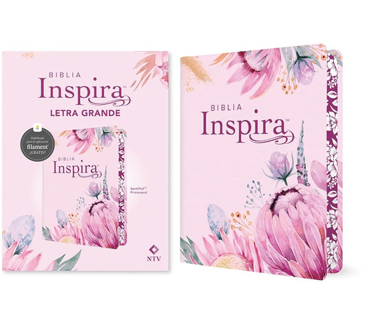 Biblia Inspira NTV, letra grande con Filament (SentiPiel, Primaveral) (Spanish Edition) cover image