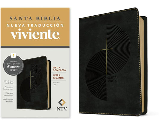 Biblia compacta NTV, letra gigante con Filament (SentiPiel, Gris, Letra Roja) (Spanish Edition) cover image