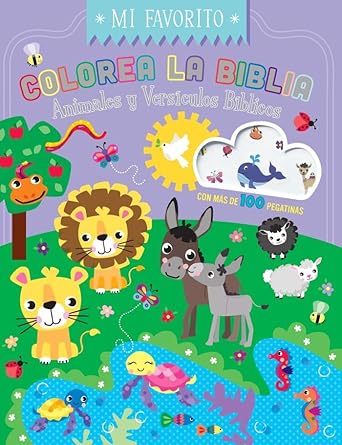 Colorea la Biblia - Animales y versículos bíblicos con pegatinas (Coloring the Bible: Animals & Bible Verses w/Stickers) (Spanish Edition) cover image