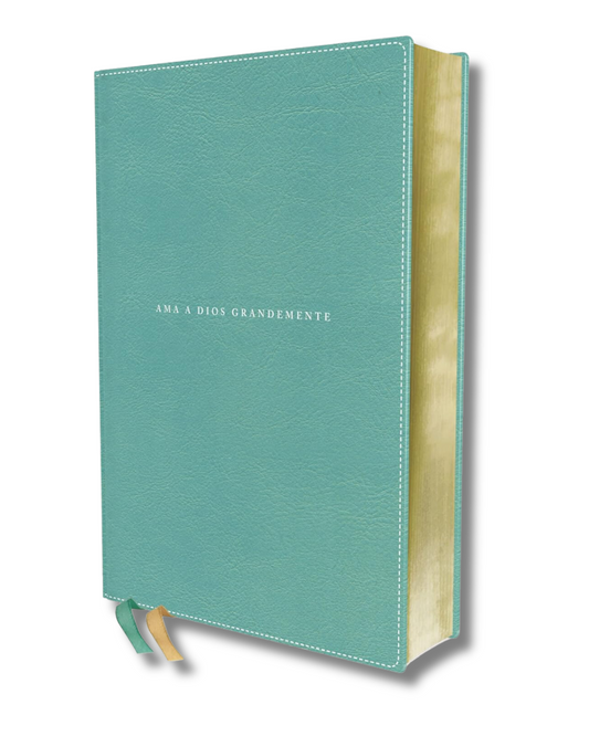 Biblia Devocional: Ama a Dios Grandemente (NLBA) | Piel, Turquesa