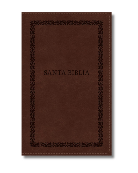 Biblia Reina Valera 1960 | Tierra Santa, Ultrafina legra grande, imitación piel, color café con cierre