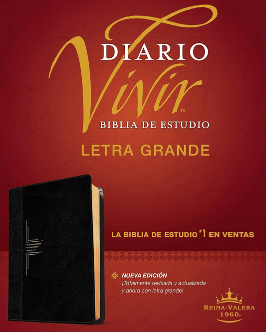 Biblia de Estudio Diario Vivir | (RVR1960) Letra grande, Imitación Piel, color Negro