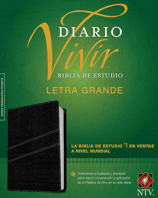 Biblia de Estudio Diario Vivir (NTV) | Letra Grande, Color Negro, Imitación Piel