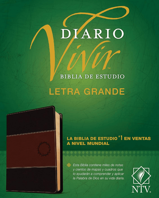 Biblia de Estudio del Diario Vivir (NTV) | Letra grande, Color Marrón, Imitación Piel
