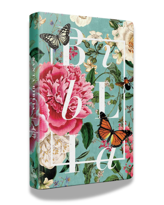 Santa Biblia | (RVR1960), letra grande, tamaño manual, tapa dura con jardín de flores
