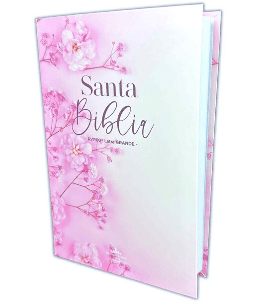 Biblia RVR 1960 Letra Grande 12.5 puntos Tamaño Manual Tapa Flex Flores Rosas