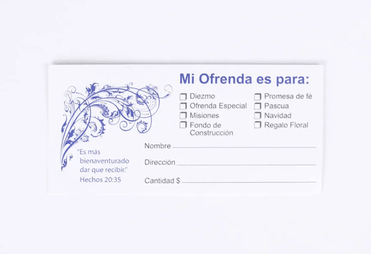 Sobre para el Diezmo y la Ofrenda – Bendito Dar – 100 Ct.
