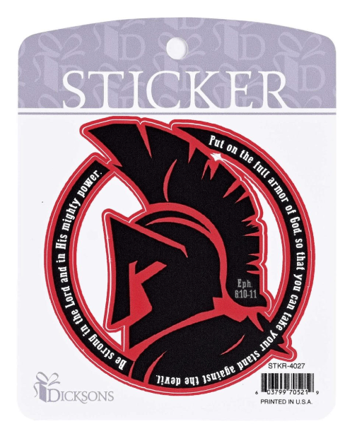 Sticker Casco Rojo Negro Armadura De Dios