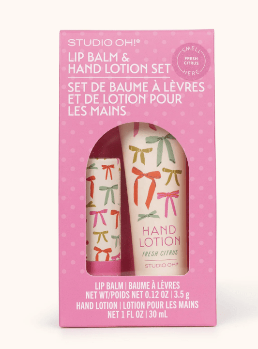 Set de bálsamo labial y loción de manos