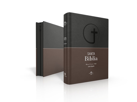 Biblia RVR 1960 Marrón y Negra | Letra Gigante 15 pts | Con Índice y Zipper