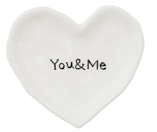 You and Me Plato de corazón de cerámica