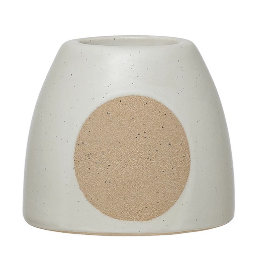 Stoneware Portavelas con diseño circular