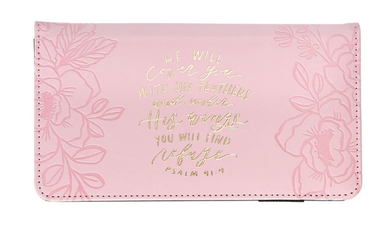 Find Refuge Pink Faux Leather Checkbook Wallet - Psalm 41:4