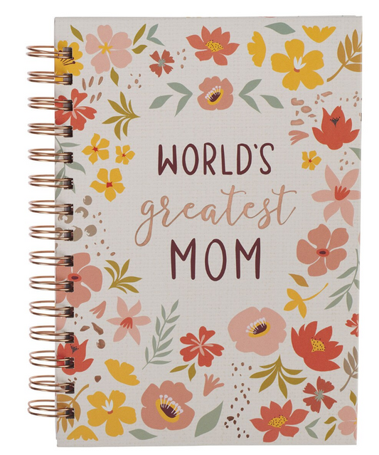 World's Greatest Mom Whimsical Floral Spiral-Journal