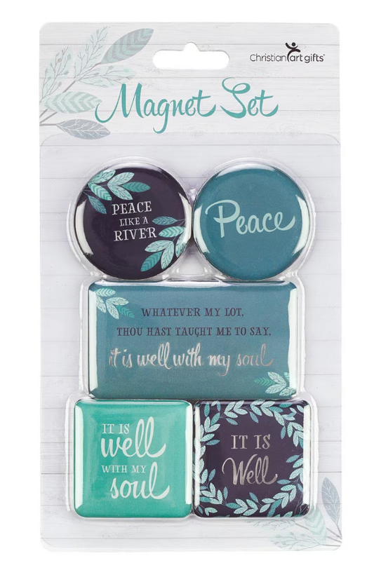 It Is Well With My Soul Teal and Blue Assorted Magnet Set