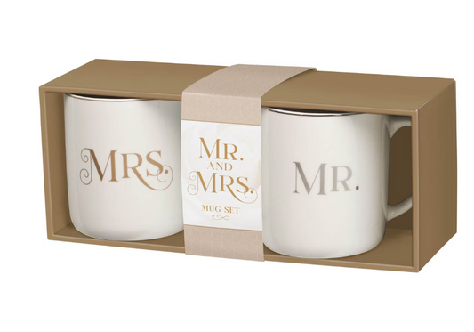 Mr. & Mrs. White Ceramic Coffee Mug Set - Ecclesiastes 4:9