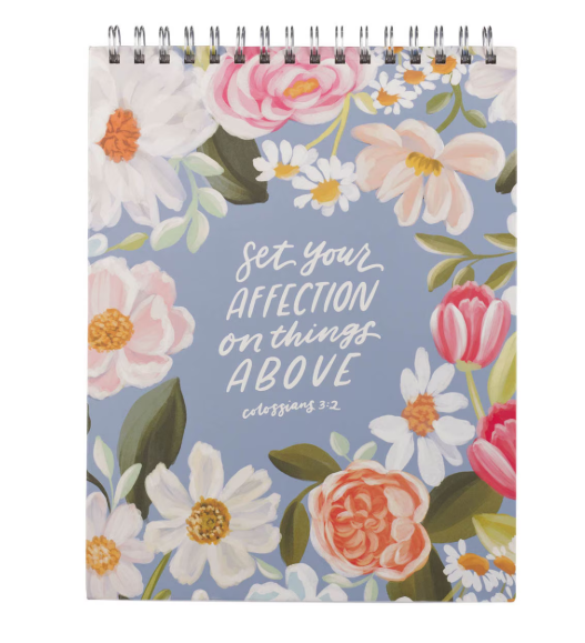 Things Above Blue Floral Spiral Notepad - Colossians 3:2