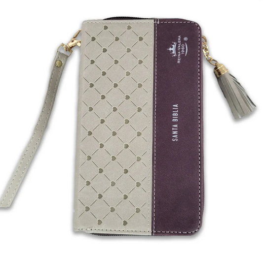 Biblia Chequera RV1960, imit. piel crema y café