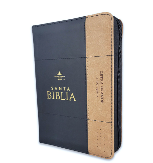 Biblia con Cierre Portátil 12 puntos RV1960, imit piel negro y café con índice