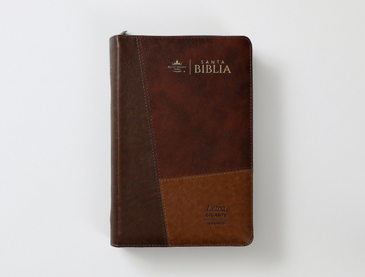 Biblia RVR60 Tamaño manual letra Giganteimitación piel color café con cierre e índice