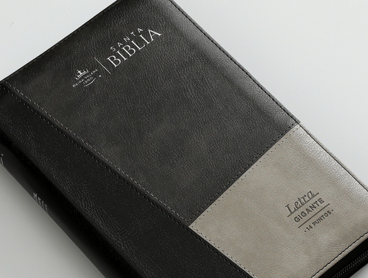 Biblia RVR60 Tamaño manual letra Gigante imitación piel negro/gris/gris con cierre e índice