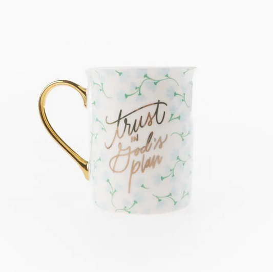 Gold Handle Mug Trust In Gods Plan | Confía en el plan de Dios
