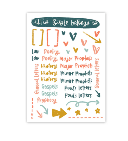 Bible Genres Sticker Sheet|Hoja de pegatinas de géneros bíblicos