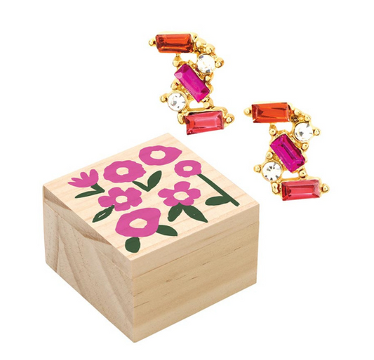 Treasure Box Earrings - Hot Pink|Rosa fuerte