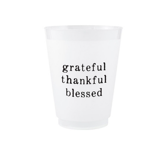 Face to Face Frost Cups - Grateful Thankful Blessed - Set of 8|Agradecida agradecida bendecida