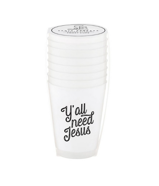 Face to Face Frost Cups - Y'all Need Jesus - Set of 8|Eres todo lo que necesito Jesús