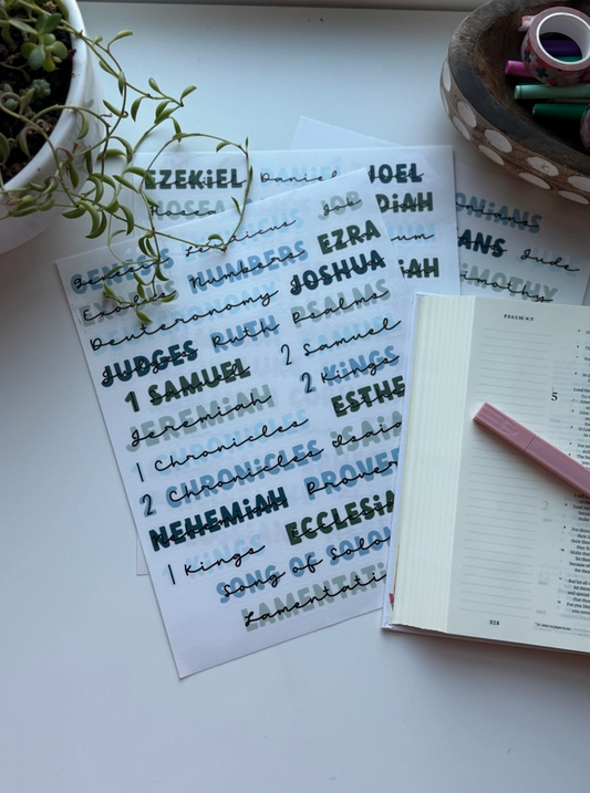 Books of the Bible Header Labels - NATURE AT NIGHT coral edition