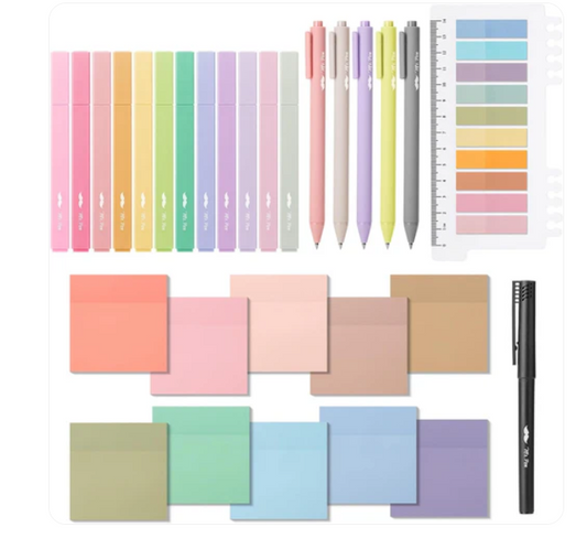 Kit de anotaciones colores patel Aesthetic para libros, 38 piezas, resaltadores estéticos y bolígrafos de gel (Copy)