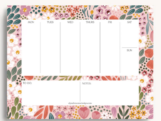 Weekly Planner Notepad, 8.5x11" | Summer Meadows