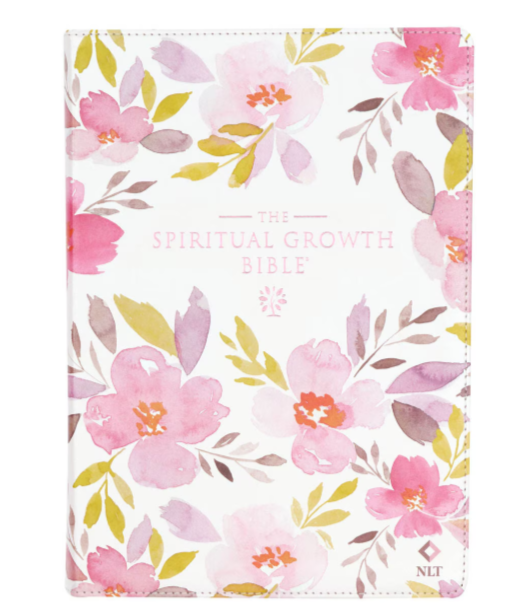 Pink Floral Faux Leather Spiritual Growth Bible(Biblia de crecimiento espiritual de cuero sintético con diseño floral rosa)