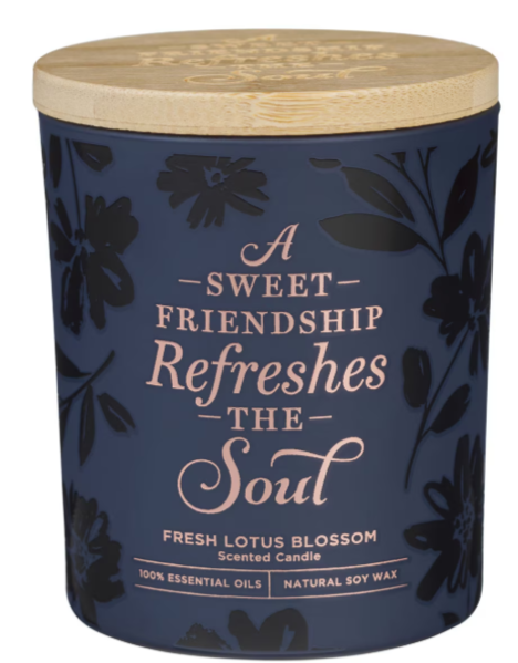 Vela perfumada con flor de loto fresca en frasco de vidrio "Dulce Amistad"|Sweet Friendship en frasco de vidrio