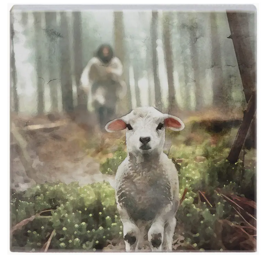 Cuadro pequeño Jesus Rescuing Lamb | Jesús rescatando al cordero