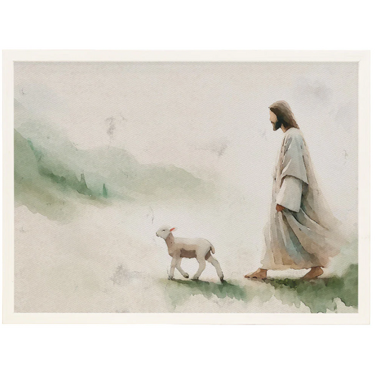 Cuadro Jesus Walking With Lamb | Jesús caminando con un cordero