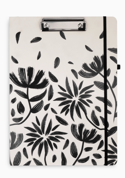 Clipboard Folio, Hand Drawn Black Floral | Floral Negro Dibujado a Mano