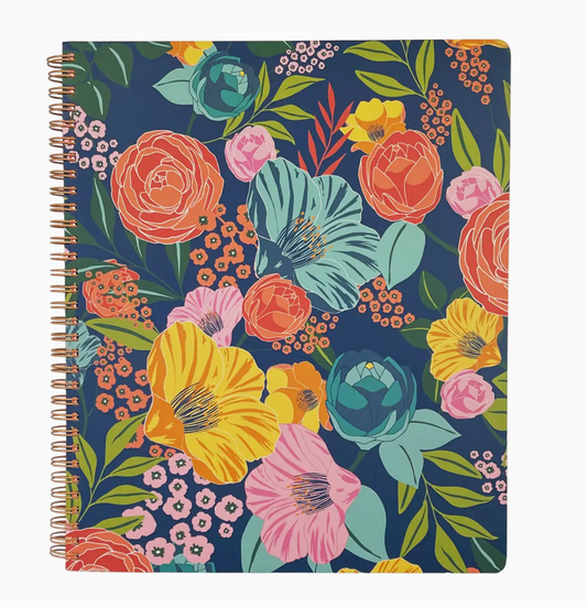 Libreta grande Garden Blooms Navy |Flores de Jardín Náutico
