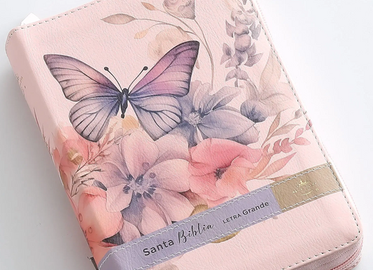 Biblia RVR 1960 | Flores, sobre rosa, Tamaño Compacto