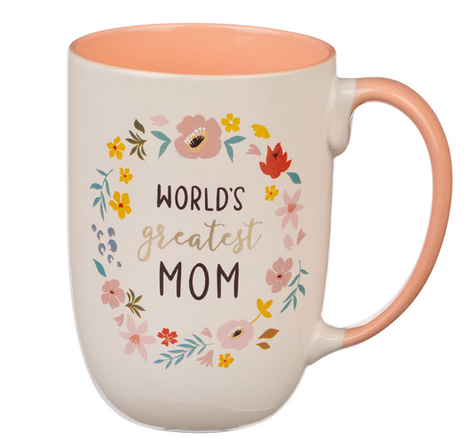 Taza de cerámica World's Greatest Mom Peach Floral