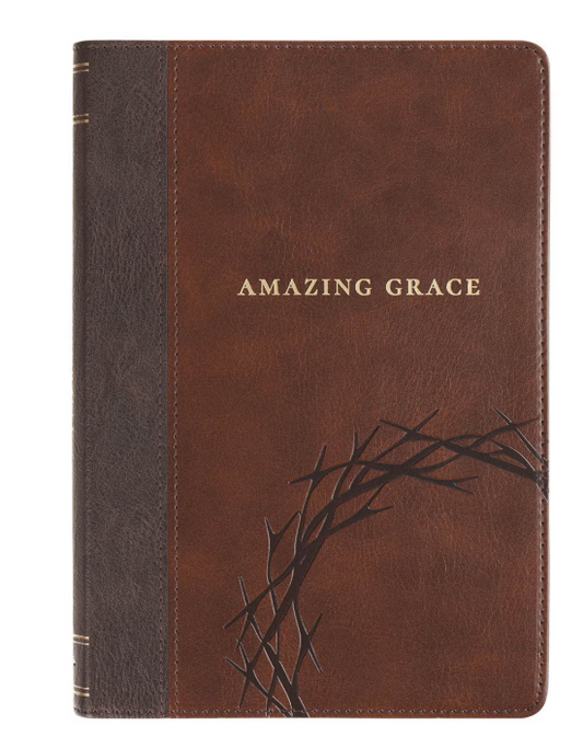 Amazing Grace Brown Crown of Thorns Classic Faux Leather Journal - Isaiah 53:3