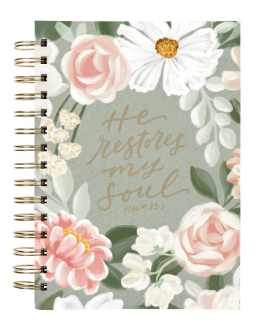 He Restores My Soul Green Garden Spiral Journal - Psalm 23:3