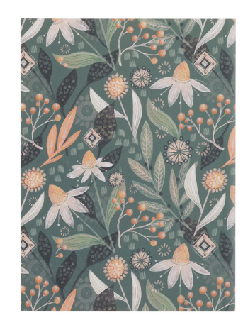 The Through Christ Green Floral Medium Notebook - Philippians 4:13 "A través de Cristo"