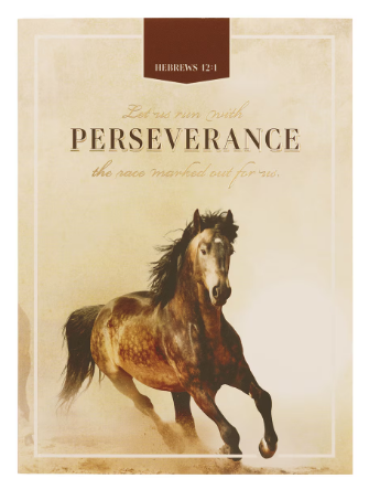 Perseverance Brown Stallion Medium Notebook - Hebrews 12:1"Perseverancia"