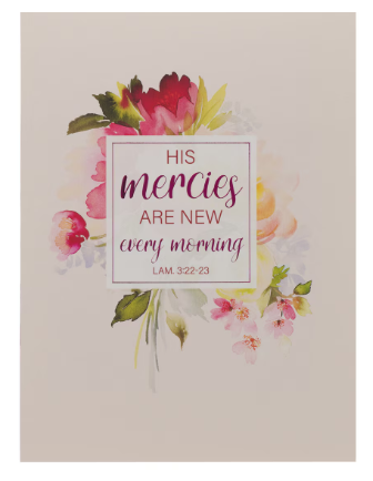 His Mercies Are New Every Morning Red Floral Medium Notebook - Lamentations 3:22–23"Sus misericordias son nuevas cada mañana"