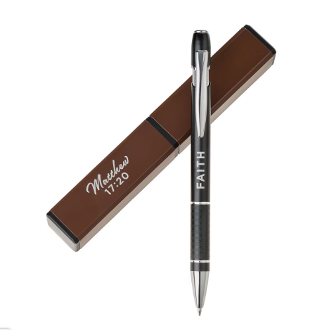 Faith Black and Brown Classic Gift Pen - Matthew 17:20 "Fe"