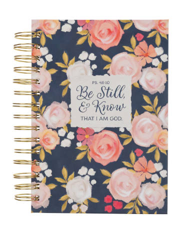 Libreta Be Still and Know Painted Peonies Spiral Journal - Psalm 46:10